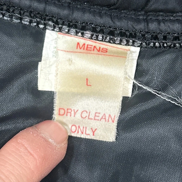 Vintage 70s Jeep Logo Nylon Puffer Black Snap Button Vest Jacket Mens Large - Picture 13 of 16